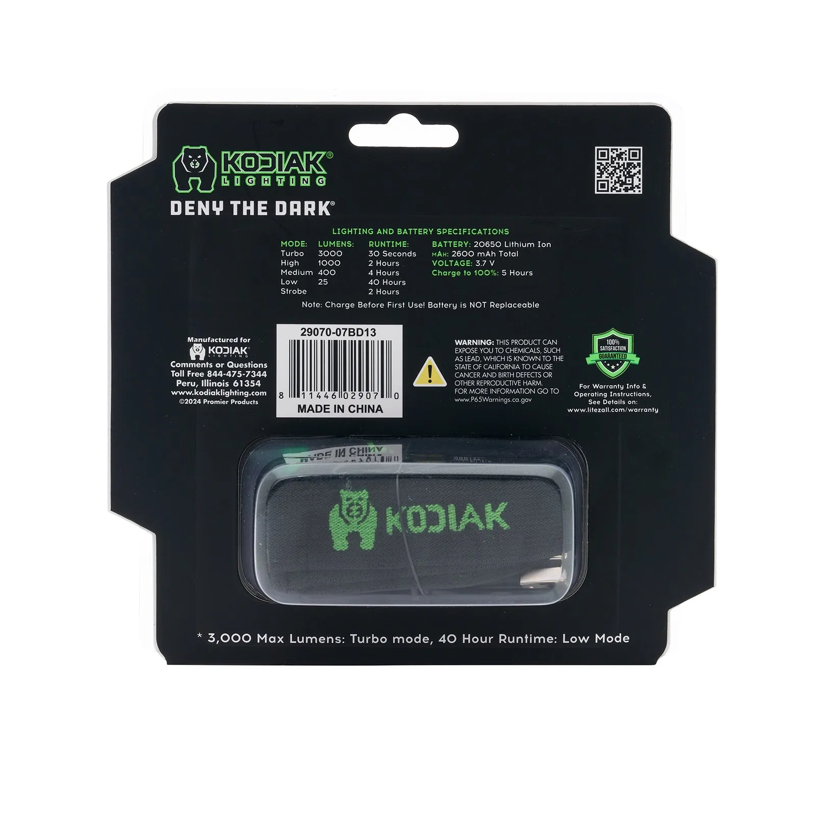 Kodiak® Rechargeable 3000 Lumen Headlamp