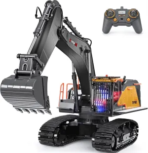 kolegend 22 Channel RC Excavator Metal Shovel Independent Arms 1/14 Scale, Professional Remote Control Construction Vehicles, Boy Toys Best Gift for 8  Years Old Boys Adults