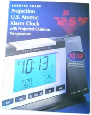 La Crosse Technology 2.5 in. Silver Atomic Projection Alarm Clock LCD Plug-in