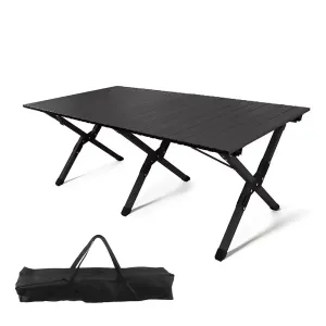 Large Folding Picnic Table Portable Lightweight Camping Table Foldable Roll Up Carbon Steel Camping Table with Carrying Bag