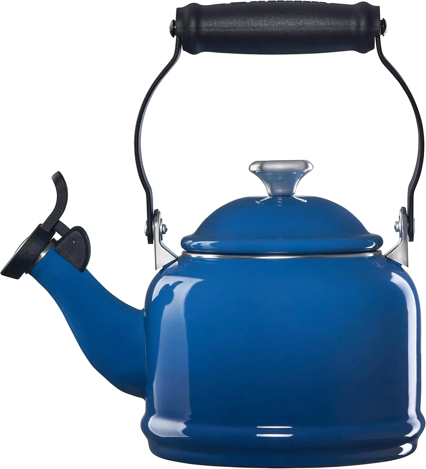 Le Creuset Enamel On Steel Demi Tea Kettle with Metal Finishes, 1.25 qt, Marseille