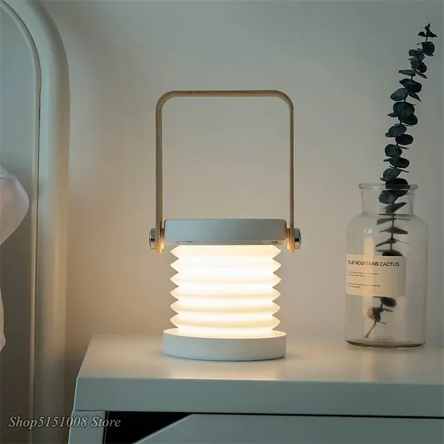 LED Foldable Table Lamp Lantern Light USB Rechargeable Touch Sensor Dimmer Switch Desk Lamp For Bedside Reading Outdoor Camping