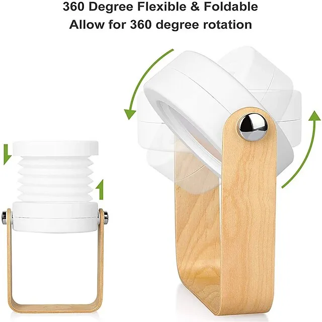 LED Foldable Table Lamp Lantern Light USB Rechargeable Touch Sensor Dimmer Switch Desk Lamp For Bedside Reading Outdoor Camping