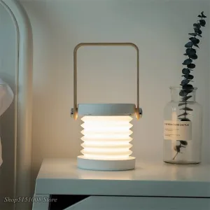 LED Foldable Table Lamp Lantern Light USB Rechargeable Touch Sensor Dimmer Switch Desk Lamp For Bedside Reading Outdoor Camping