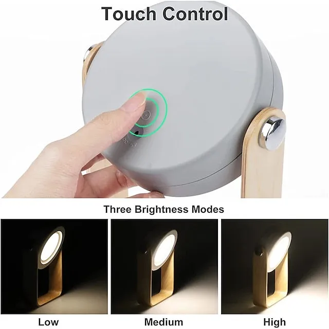 LED Foldable Table Lamp Lantern Light USB Rechargeable Touch Sensor Dimmer Switch Desk Lamp For Bedside Reading Outdoor Camping