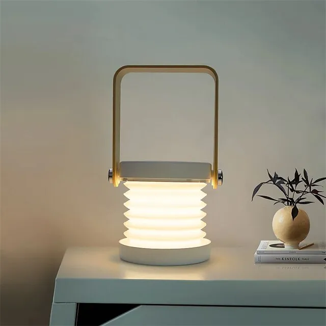 LED Foldable Table Lamp Lantern Light USB Rechargeable Touch Sensor Dimmer Switch Desk Lamp For Bedside Reading Outdoor Camping