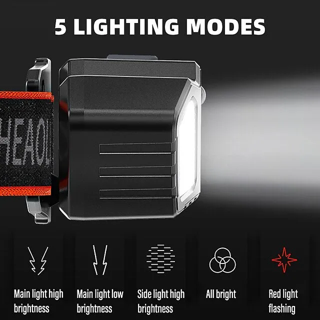 LED Headlamp USB Rechargeable Sensor Super Bright Headlight Head Mounted Fishing Light Multiple Lighting Modes