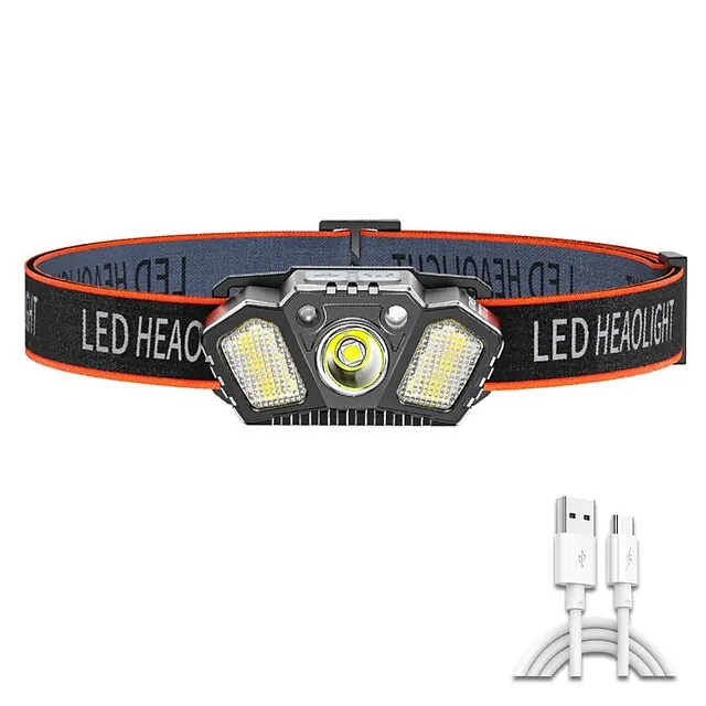 LED Headlamp USB Rechargeable Sensor Super Bright Headlight Head Mounted Fishing Light Multiple Lighting Modes