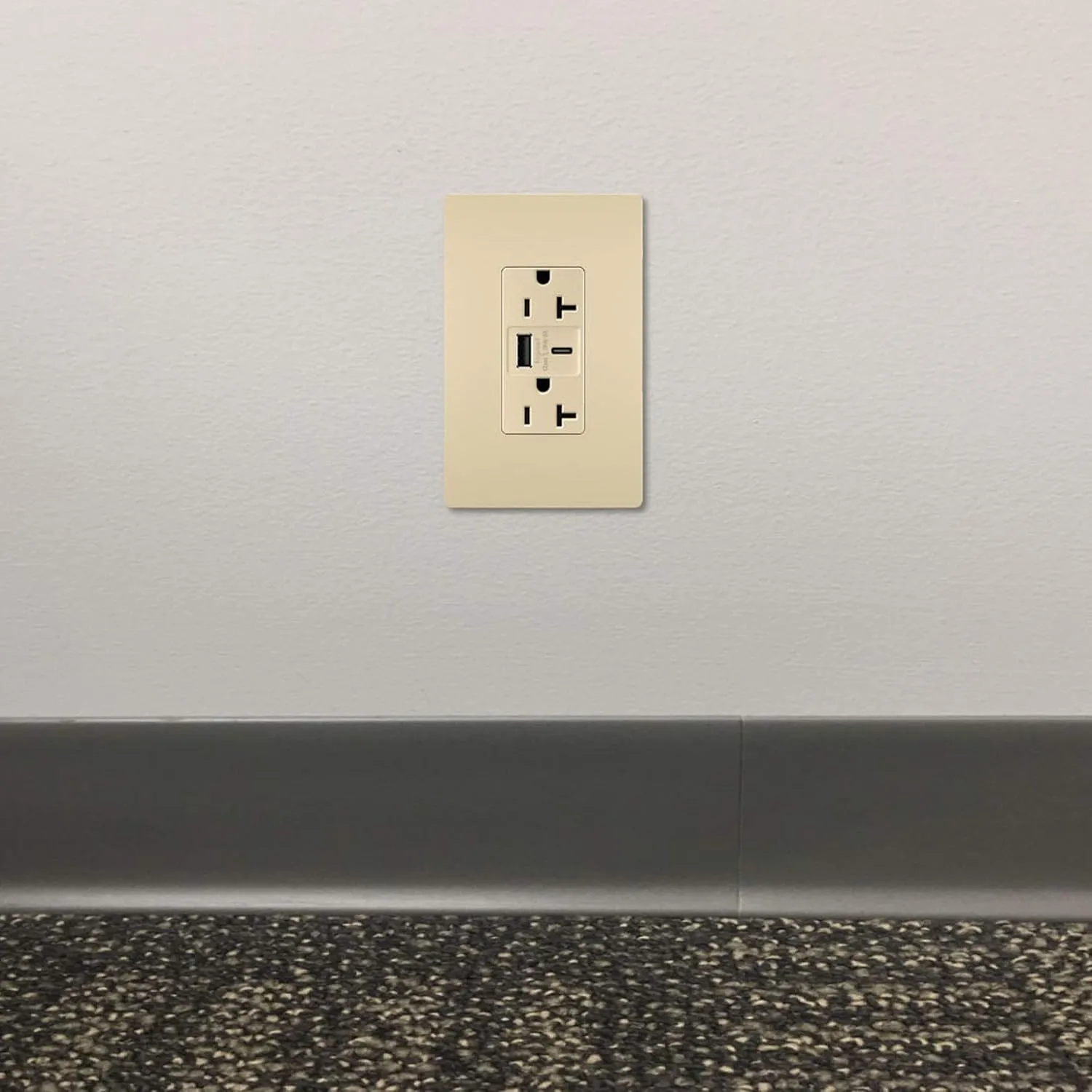 Legrand Pass & Seymour TR20USBAC6I 20 Amp Tamper-Resistant Heavy-Duty Specification Grade Decorator Duplex Receptacle Outlet with Ultra Fast USB A/C 6.0A Charging Ports, Ivory (1 Count)