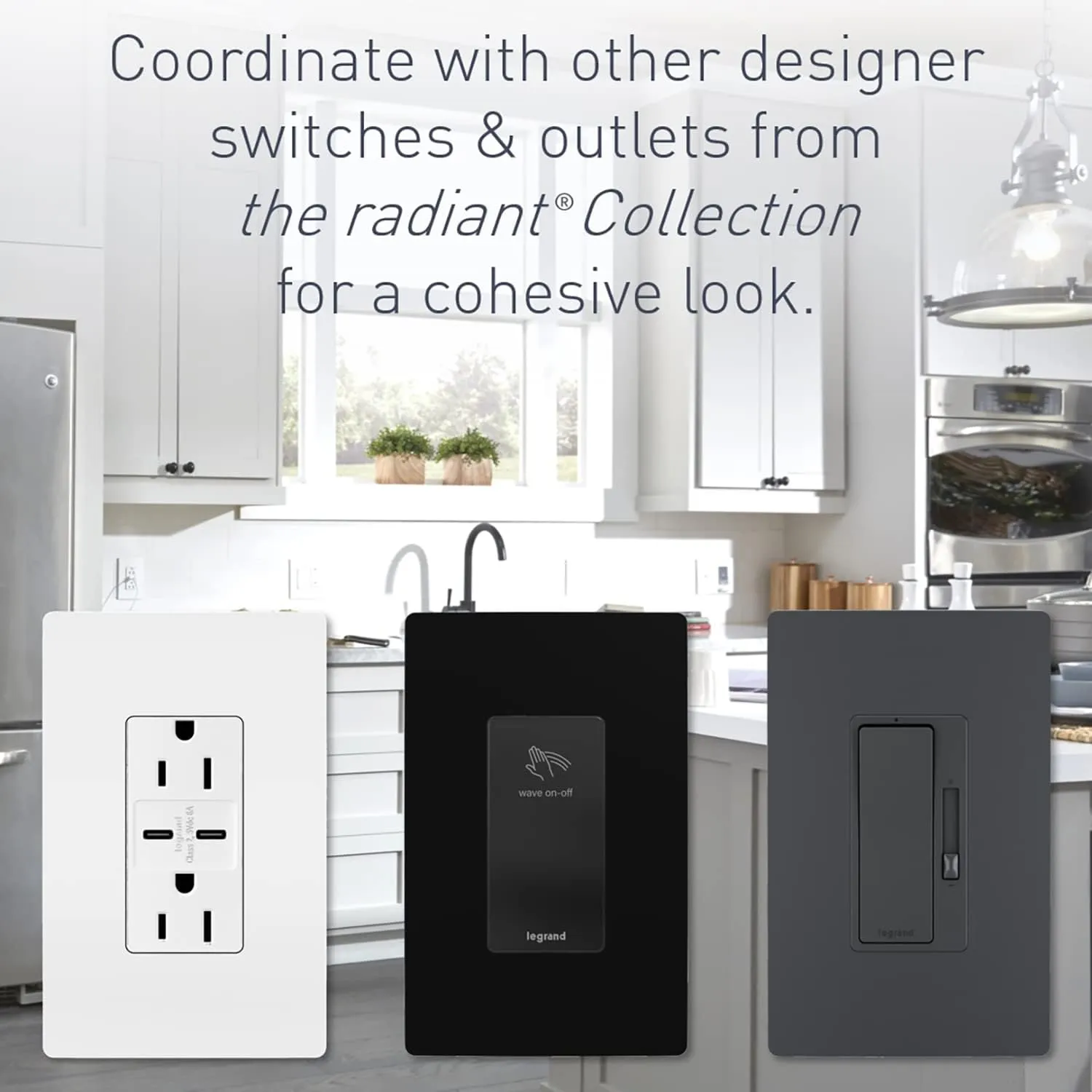 Legrand radiant R26USBAC6W 15 Amp Tamper-Resistant Decorator Duplex Receptacle Outlet with Ultra Fast USB A/C 6.0A Charging Ports, White (1 Count)