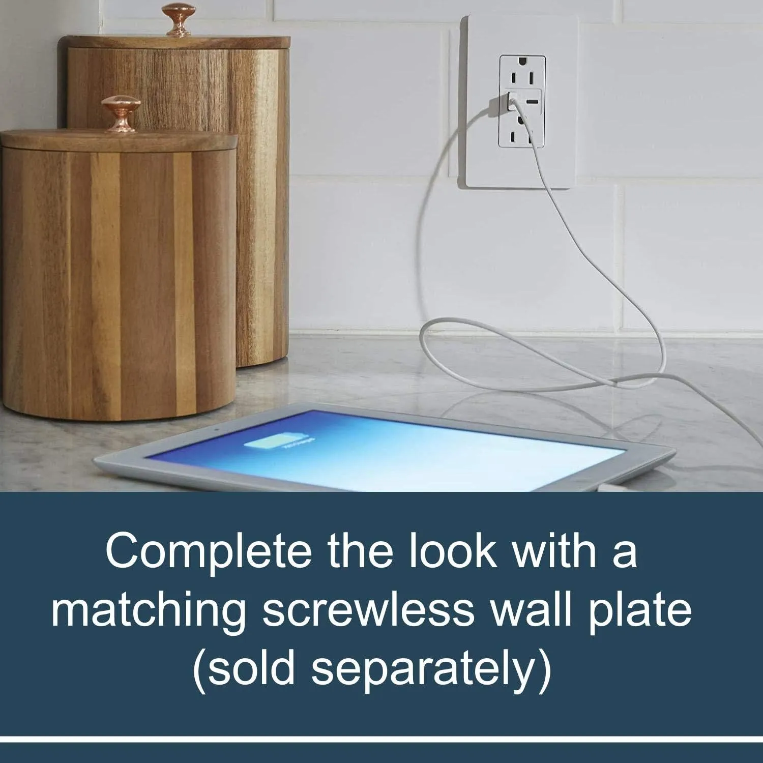 Legrand radiant R26USBAC6W 15 Amp Tamper-Resistant Decorator Duplex Receptacle Outlet with Ultra Fast USB A/C 6.0A Charging Ports, White (1 Count)