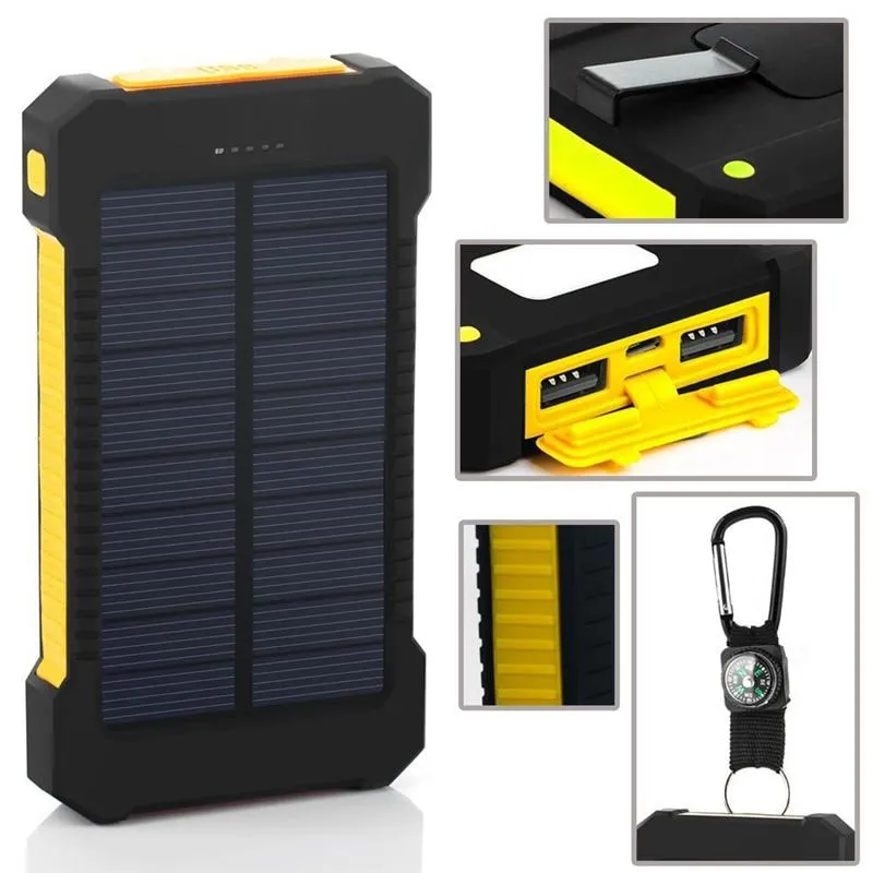 LiitoKala Lii-D006 Power Bank 20000mAh Solar Power Bank Solar Charger Dual USB Power Bank with Led Light