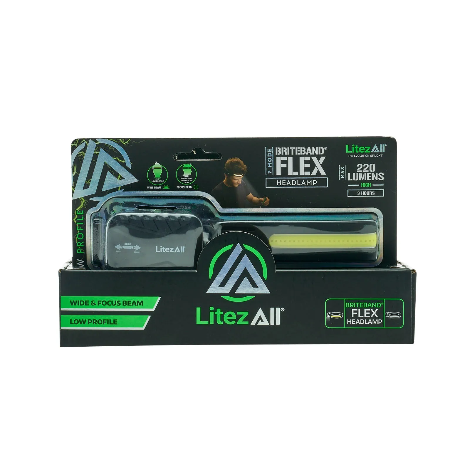 LitezAll Briteband® Low Profile Silicone Low Profile Headlamp with Inspection Light