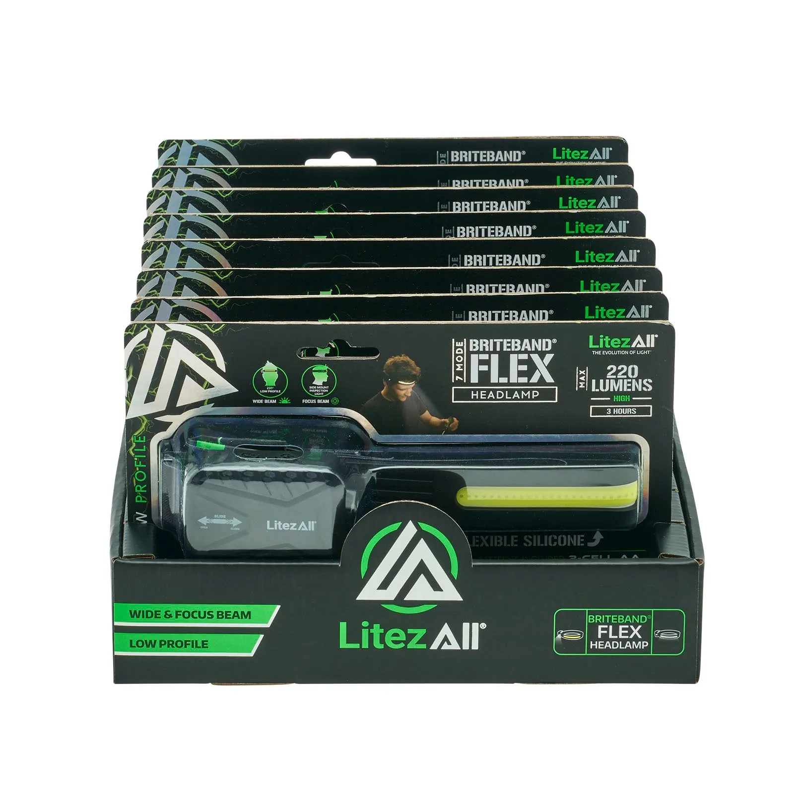 LitezAll Briteband® Low Profile Silicone Low Profile Headlamp with Inspection Light