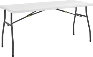 Living and More 5ft Half Folding Table, Portable Tables for Dining Parties Card Picnic Camping, White