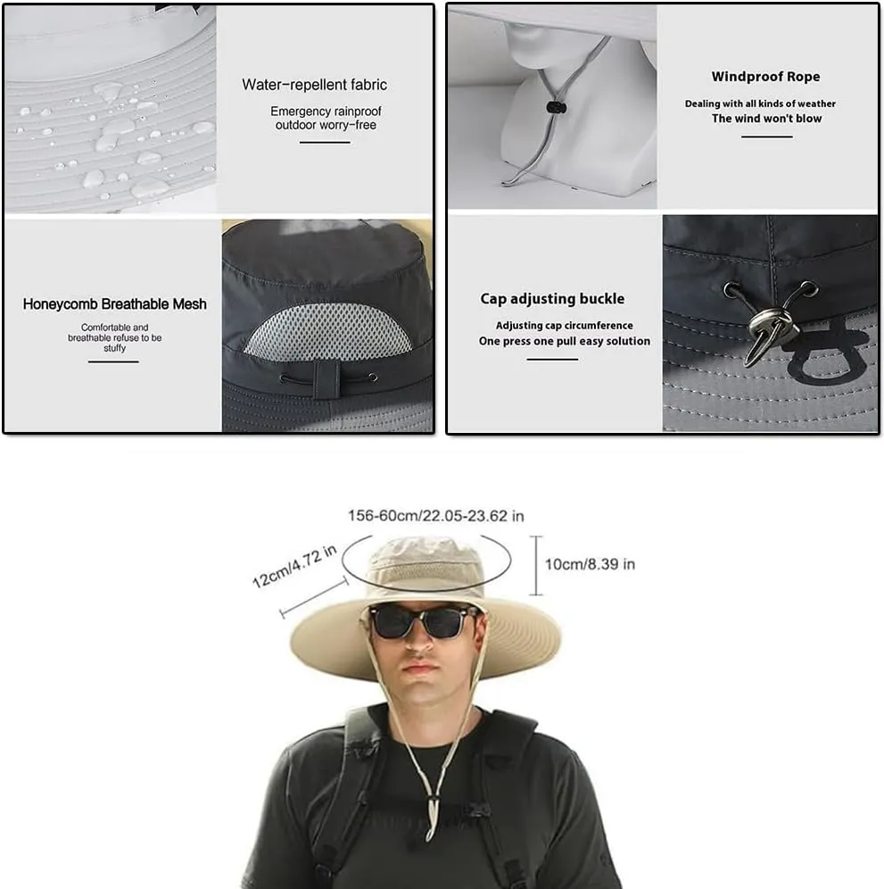 LONGLUAN Father's Day Wide Brim Solar Fan Outdoor Fishing Hat-Solar & USB Charging for Husbands and Fathers