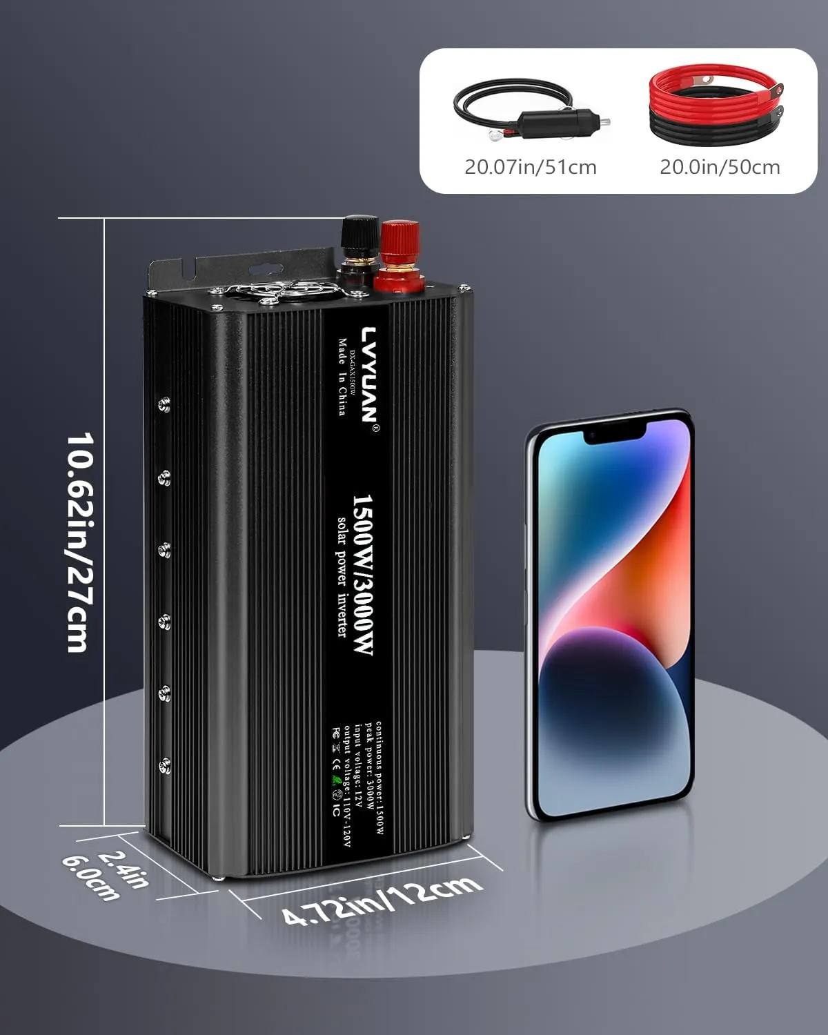 LVYUAN 1500W Inverter Car Power Inverter 12V to 110V for Vehicles with LED Display, US Outlets, USB Ports for Camping Outdoor Car Yacht RV