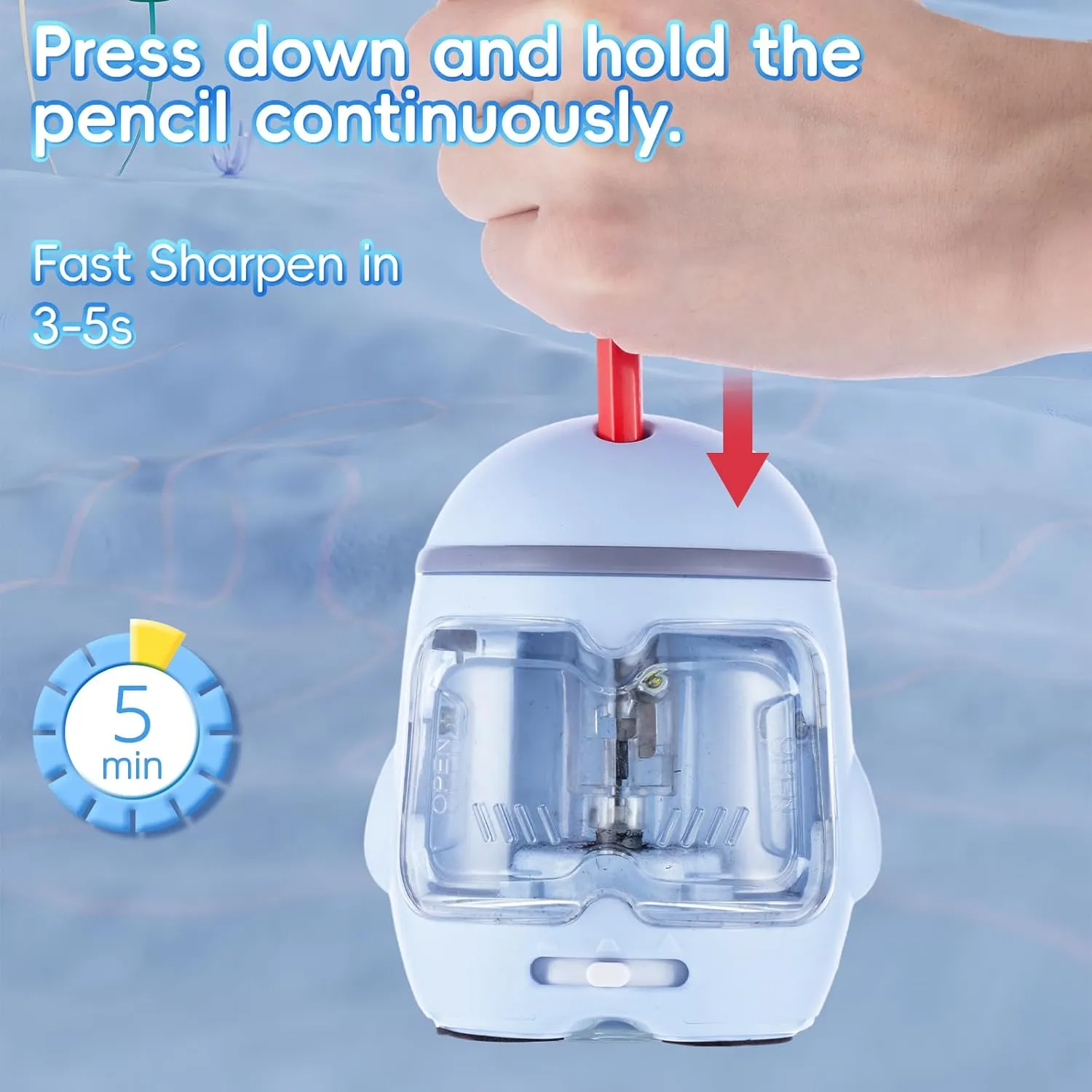 M&G Electric Pencil Sharpener, Portable Pencil Sharpener Cute Cat Design Battery/USB Dual Power Operated Sharpener for Pencils Kids Students Home Classroom School Office