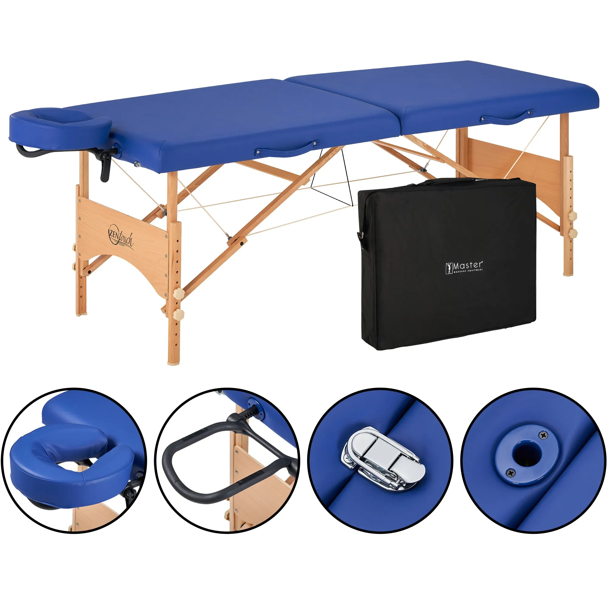 Master ZEN-touch Brady Lightweight Portable Massage Table Beauty Bed Tattoo Spa Salon Facial Lush Bed, Sky Blue, Wood 27''