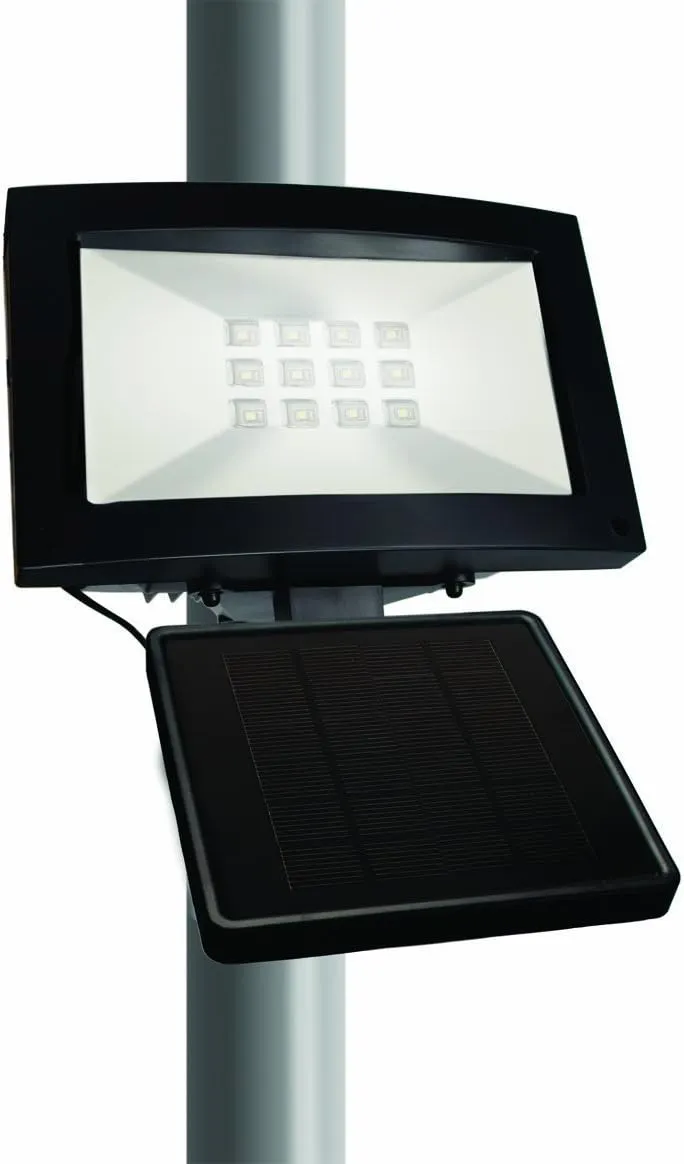 Maxsa 40330-RS 80LM 12 LED Solar-Powered Dusk to Dawn Outdoor Flood Light, 10 Hour Weatherproof and Dark Sky Compatible Cool White Security Light, Black