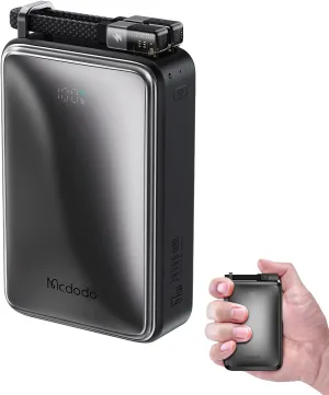 mcdodo Laptop Power Bank,Portable Charger,Small 67W 20000mAh Power Bank Digital Display Comes with 60W Fast Charging Cable USB C1/C2 USB A Three-Port Output Suitable for iPhone 15 S23 iPad MacBook Pro