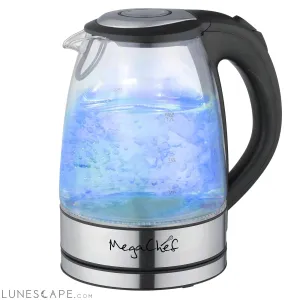 MegaChef 1.7Lt. Glass and Stainless Steel Electric Tea Kettle