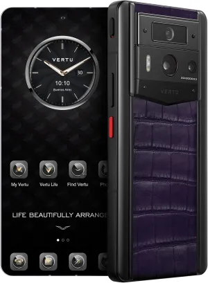 METAVERTU 2 Alligator Skin 5G AI Phone, Unlocked Android Web 3.0 Smartphone, 3 Systems, 50MP Camera, 120Hz 1.5K 1260×2800 AMOLED Display, Dual SIM, 65W Fast Charge (Grape Purple, 1 TB)