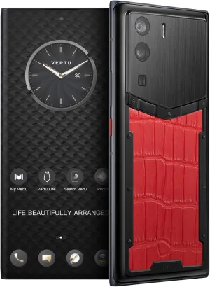 METAVERTU Alligator Skin Web3 5G Phone, Unlocked Android Smartphone, Secure Encrypted, Double Systems, 64MP Camera, 144Hz AMOLED Curved Display, Dual SIM, Fast Charge (Red, 18G 1T)