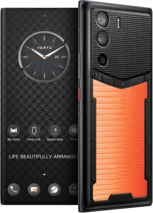 METAVERTU Web 3.0 Lizard Skin 5G Phone, Unlocked Android Smartphone, Secure Encrypted, Double Systems, 64MP Camera, 144Hz AMOLED Curved Display, Dual SIM, Fast Charge (Gradient Orange, 12G 512G)