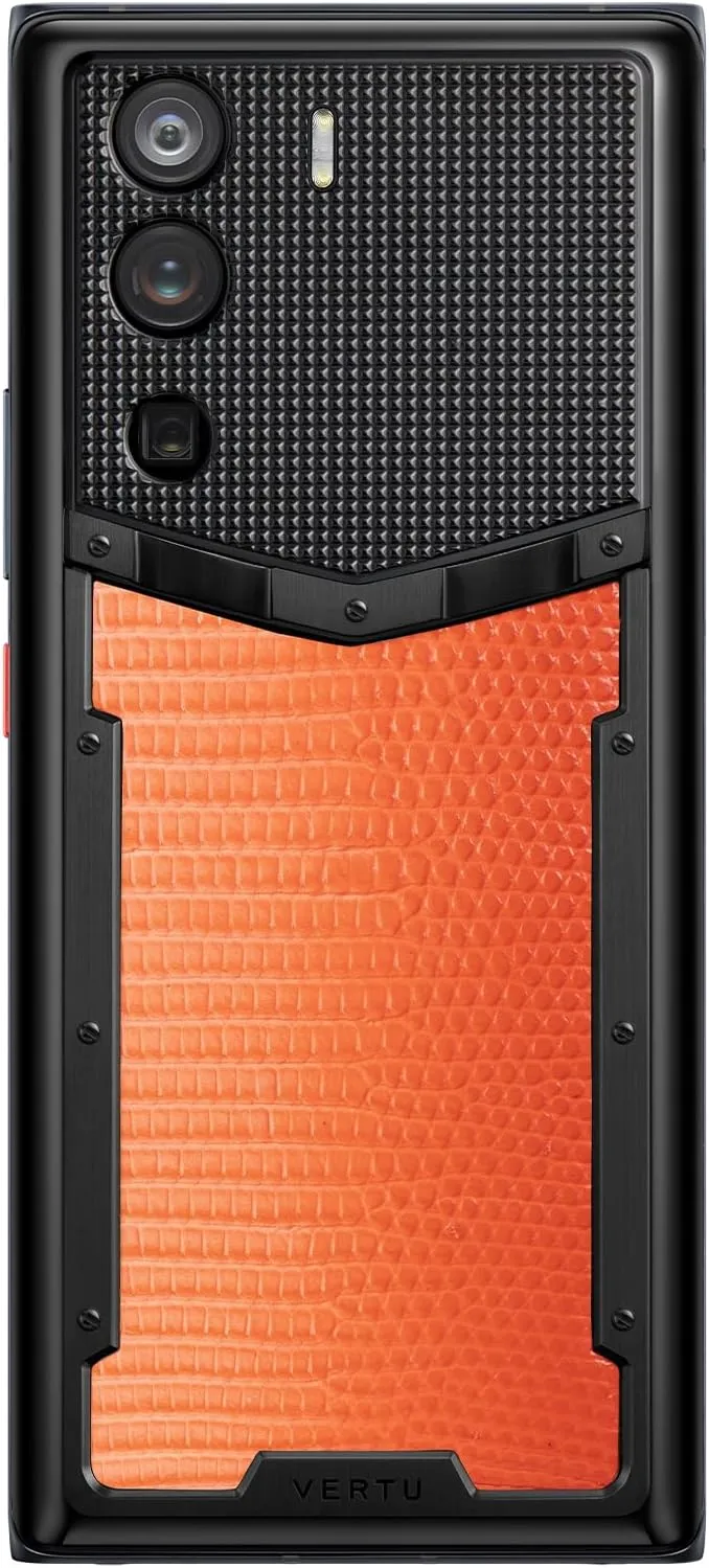 METAVERTU Web 3.0 Lizard Skin 5G Phone, Unlocked Android Smartphone, Secure Encrypted, Double Systems, 64MP Camera, 144Hz AMOLED Curved Display, Dual SIM, Fast Charge (Gradient Orange, 12G 512G)