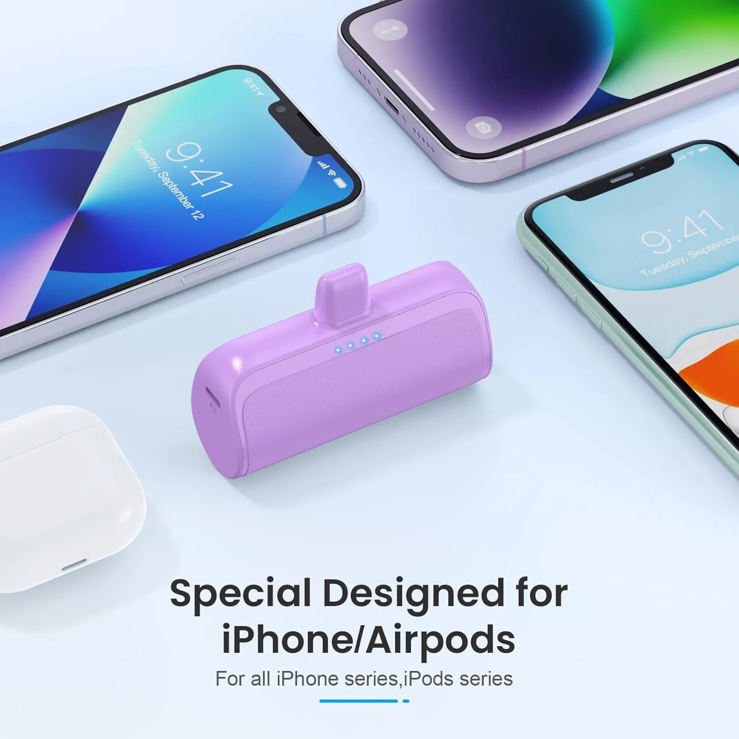 Mini Portable Charger Power Bank for iPhone,5200mAh Portable Phone Charger,Compact PD Fast Charging Battery Pack Compatible with iPhone 14/14 Plus/Pro Max/13/12/12 Mini/11/XS/XR/X/8/7/6