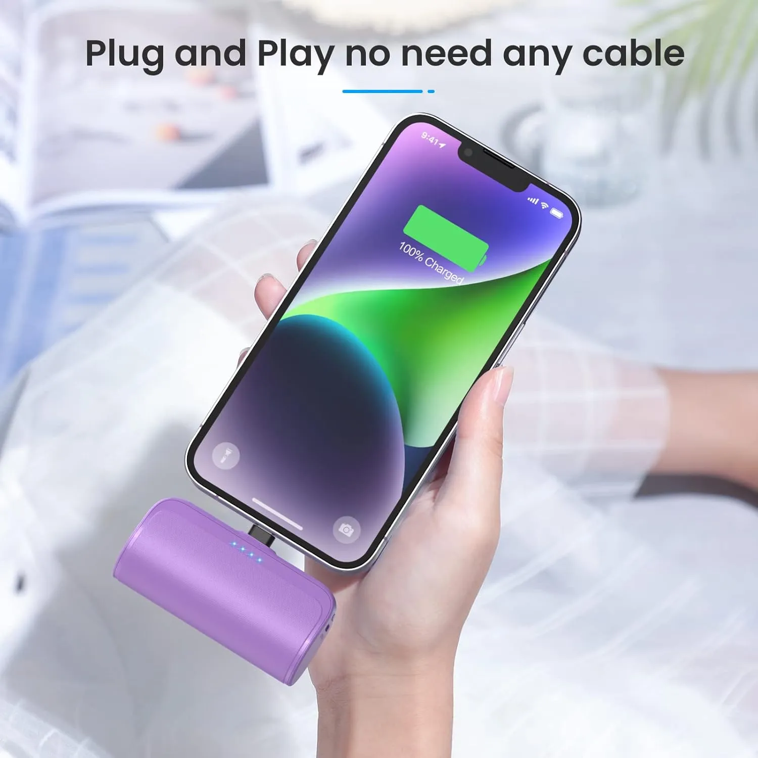 Mini Portable Charger Power Bank for iPhone,5200mAh Portable Phone Charger,Compact PD Fast Charging Battery Pack Compatible with iPhone 14/14 Plus/Pro Max/13/12/12 Mini/11/XS/XR/X/8/7/6