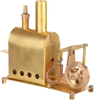 Mini Steam Engine Model, 11.3 x 4.5 x 10CM Mini Pure Copper Steam Engine Model with Boiler, Science Educational Engine Model for Kids Adult