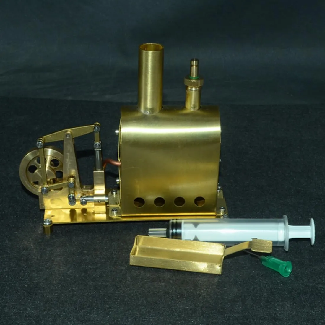 Mini Steam Engine Model, 11.3 x 4.5 x 10CM Mini Pure Copper Steam Engine Model with Boiler, Science Educational Engine Model for Kids Adult