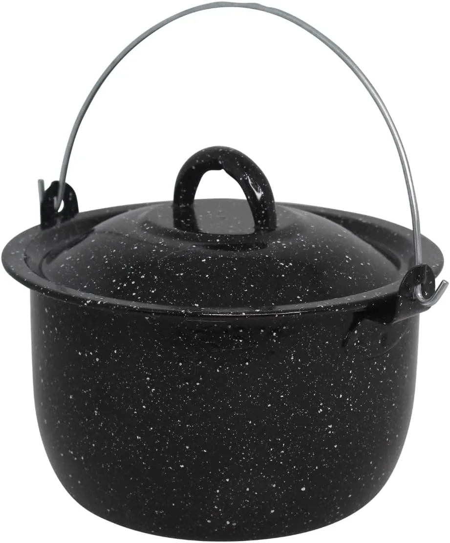 MIRRO 3.0qt Enamel Convex Kettle, Black