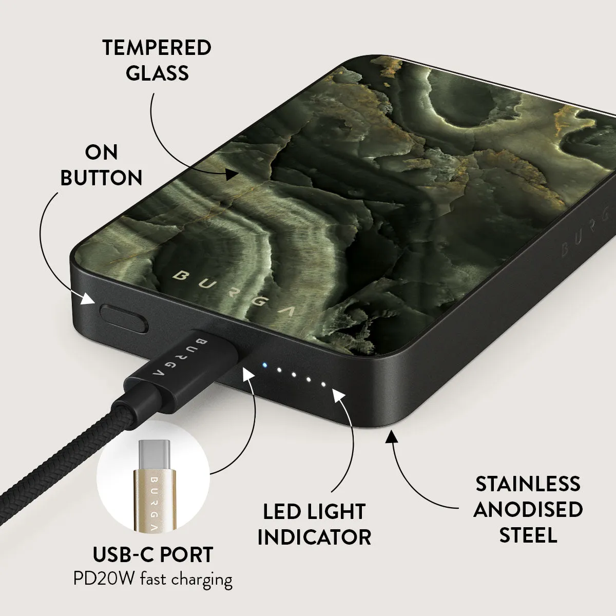 Misty Forest - Green Marble Magnetic Power Bank