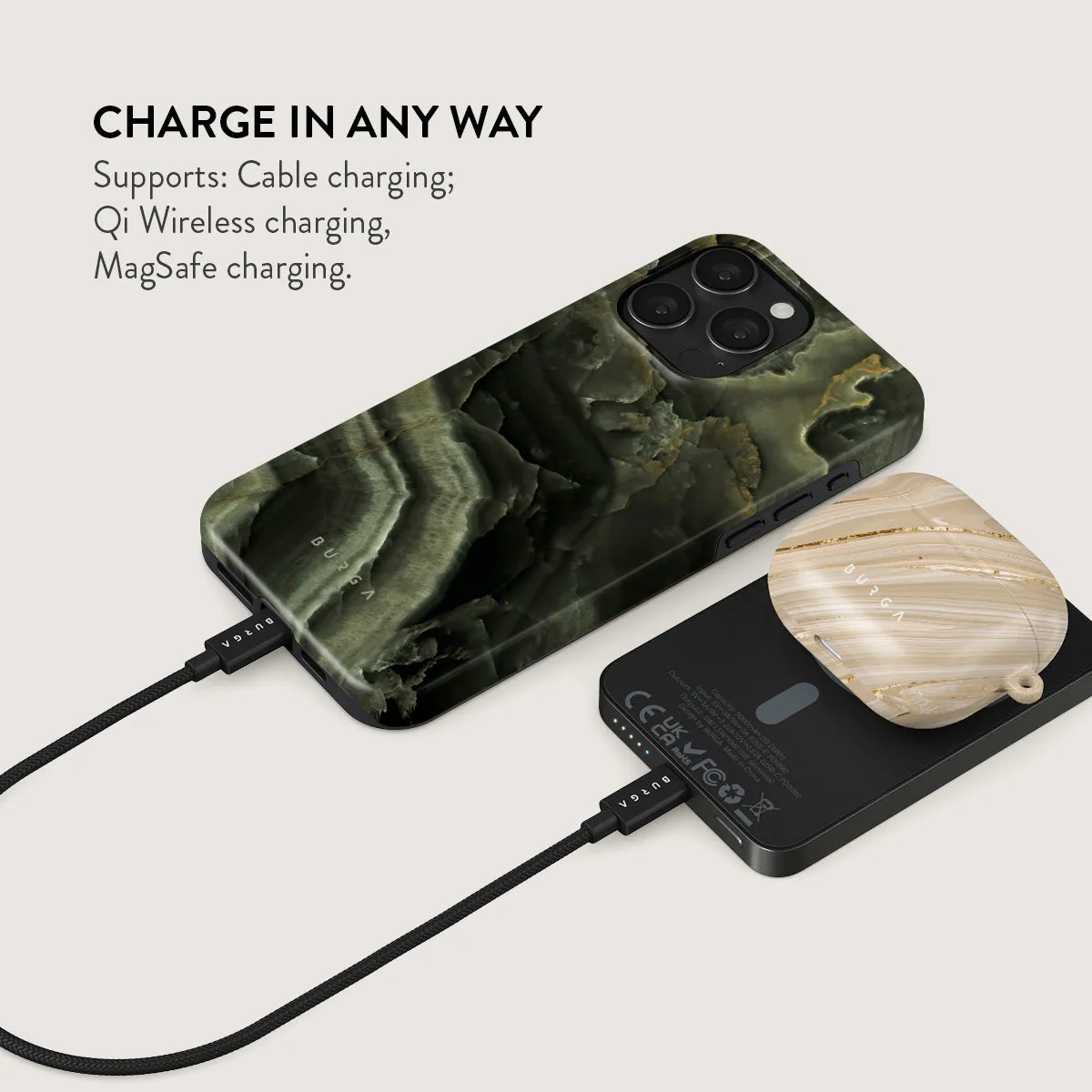 Misty Forest - Green Marble Magnetic Power Bank