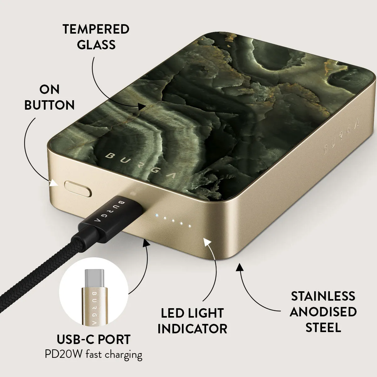 Misty Forest - Green Marble Magnetic Power Bank