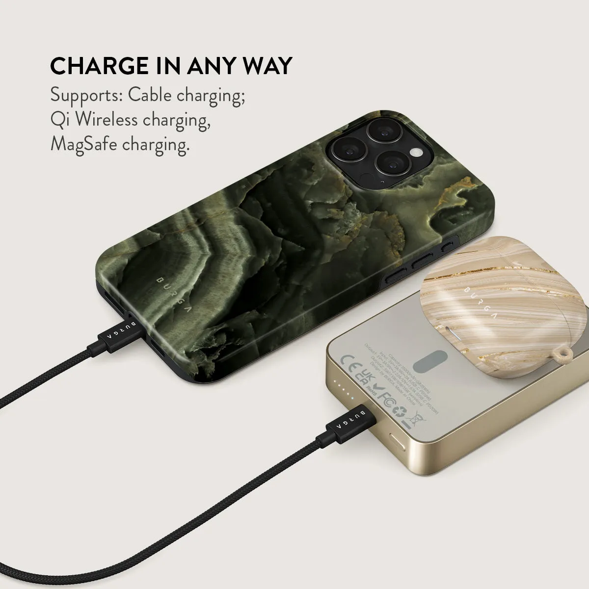 Misty Forest - Green Marble Magnetic Power Bank