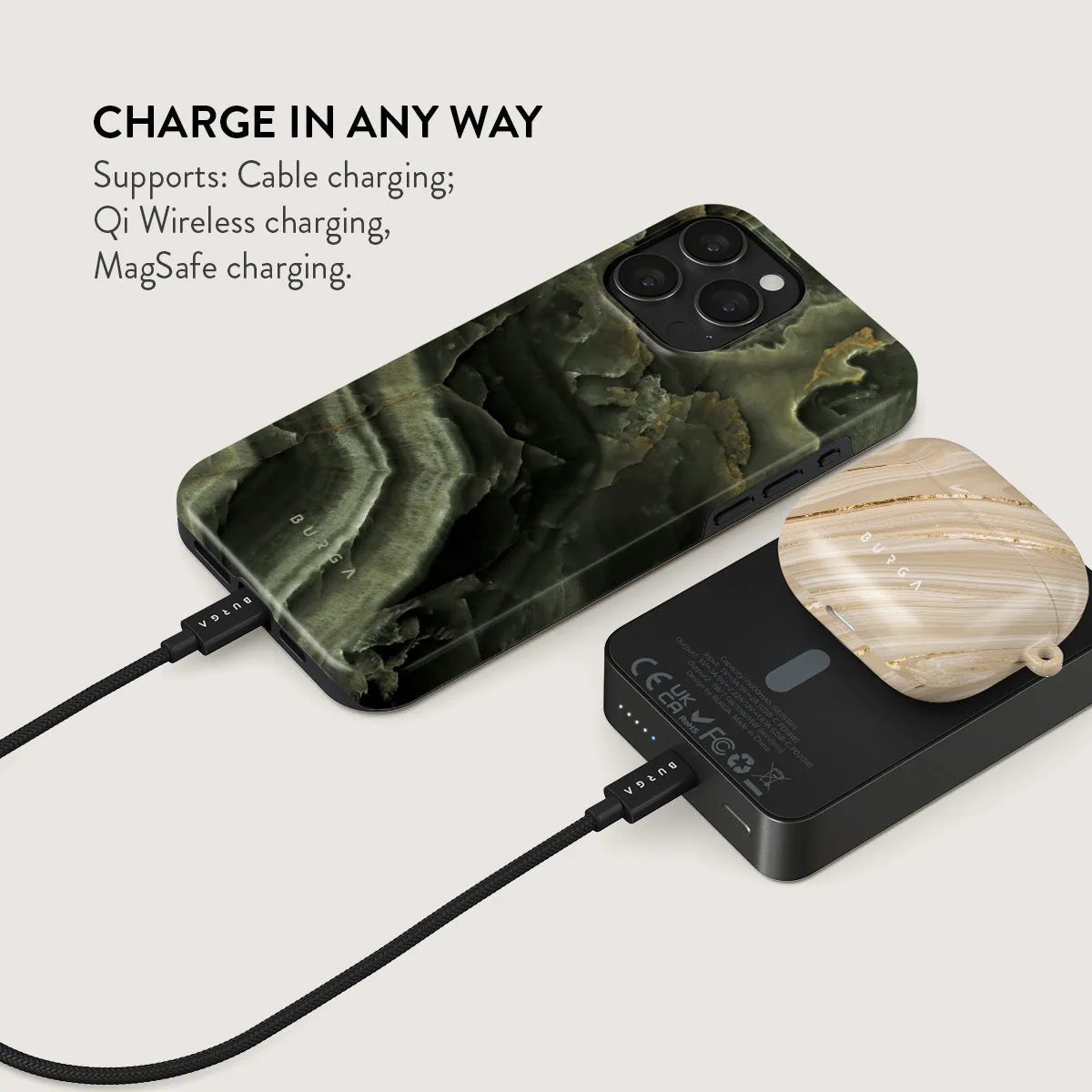 Misty Forest - Green Marble Magnetic Power Bank