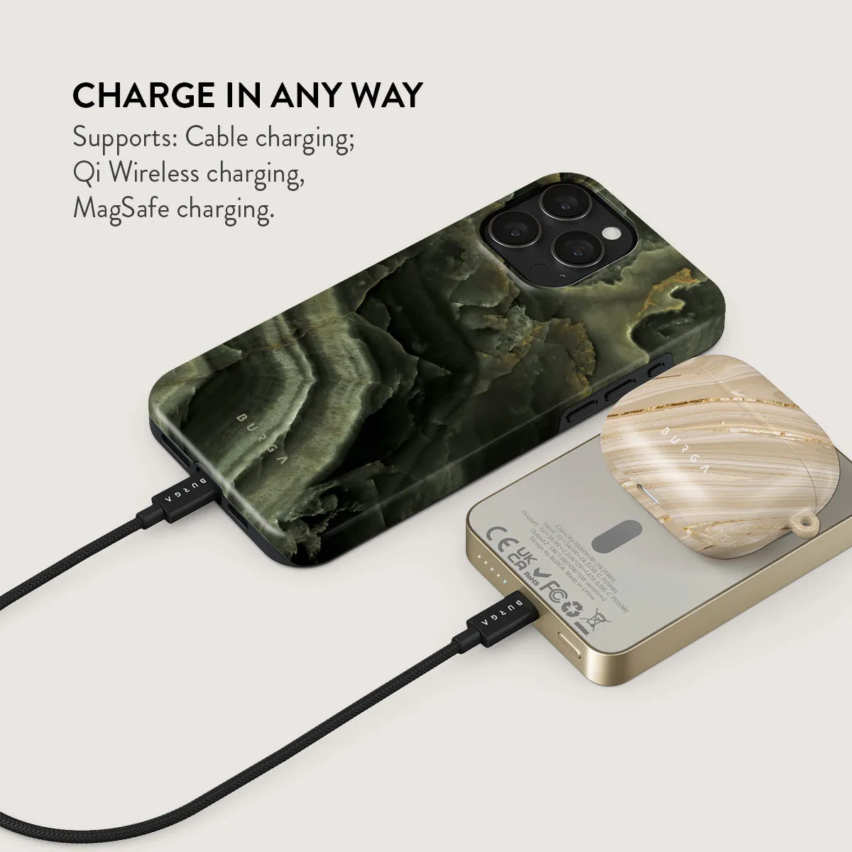 Misty Forest - Green Marble Magnetic Power Bank