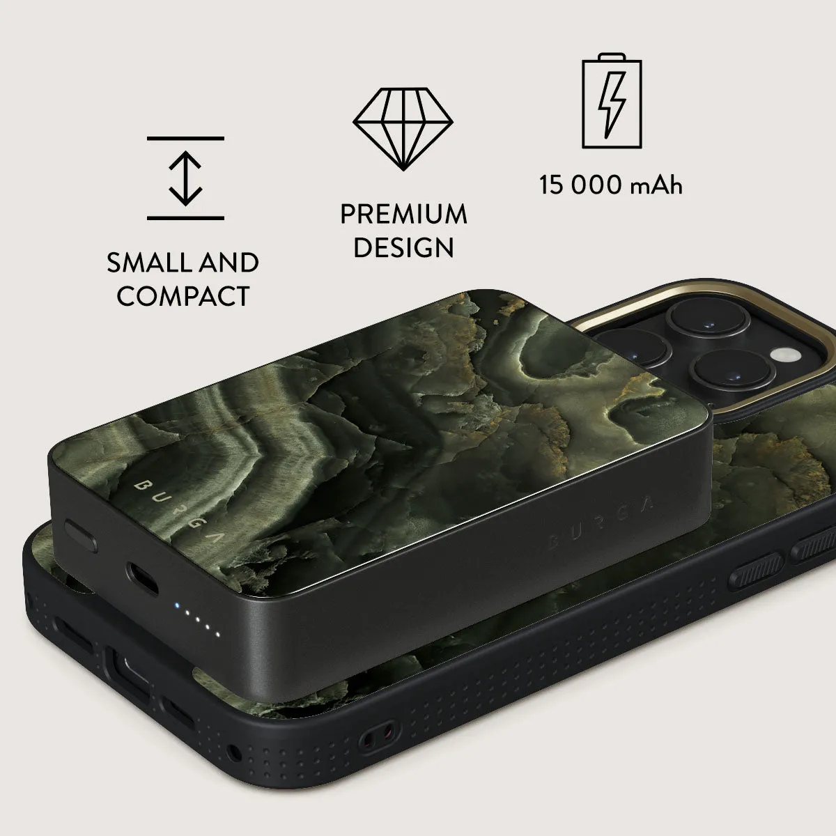Misty Forest - Green Marble Magnetic Power Bank