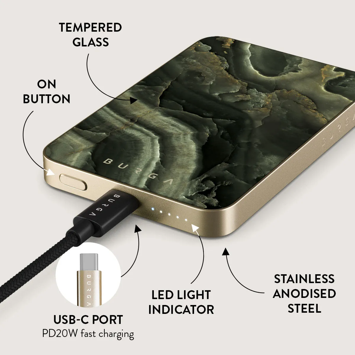 Misty Forest - Green Marble Magnetic Power Bank