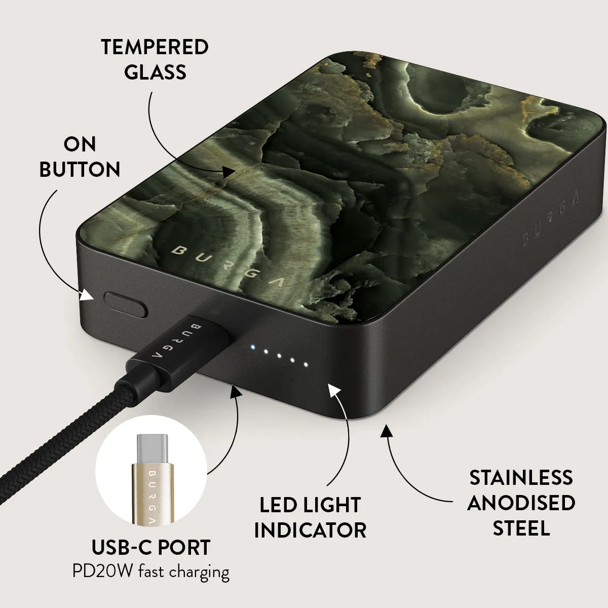 Misty Forest - Green Marble Magnetic Power Bank