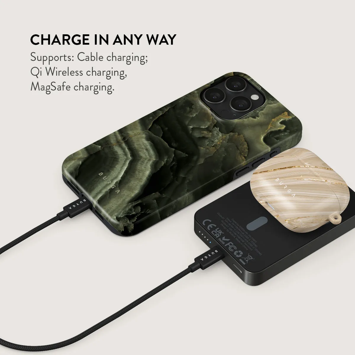 Misty Forest - Green Marble Magnetic Power Bank