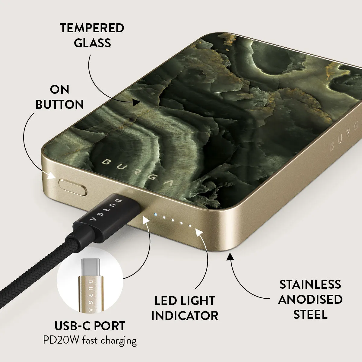 Misty Forest - Green Marble Magnetic Power Bank
