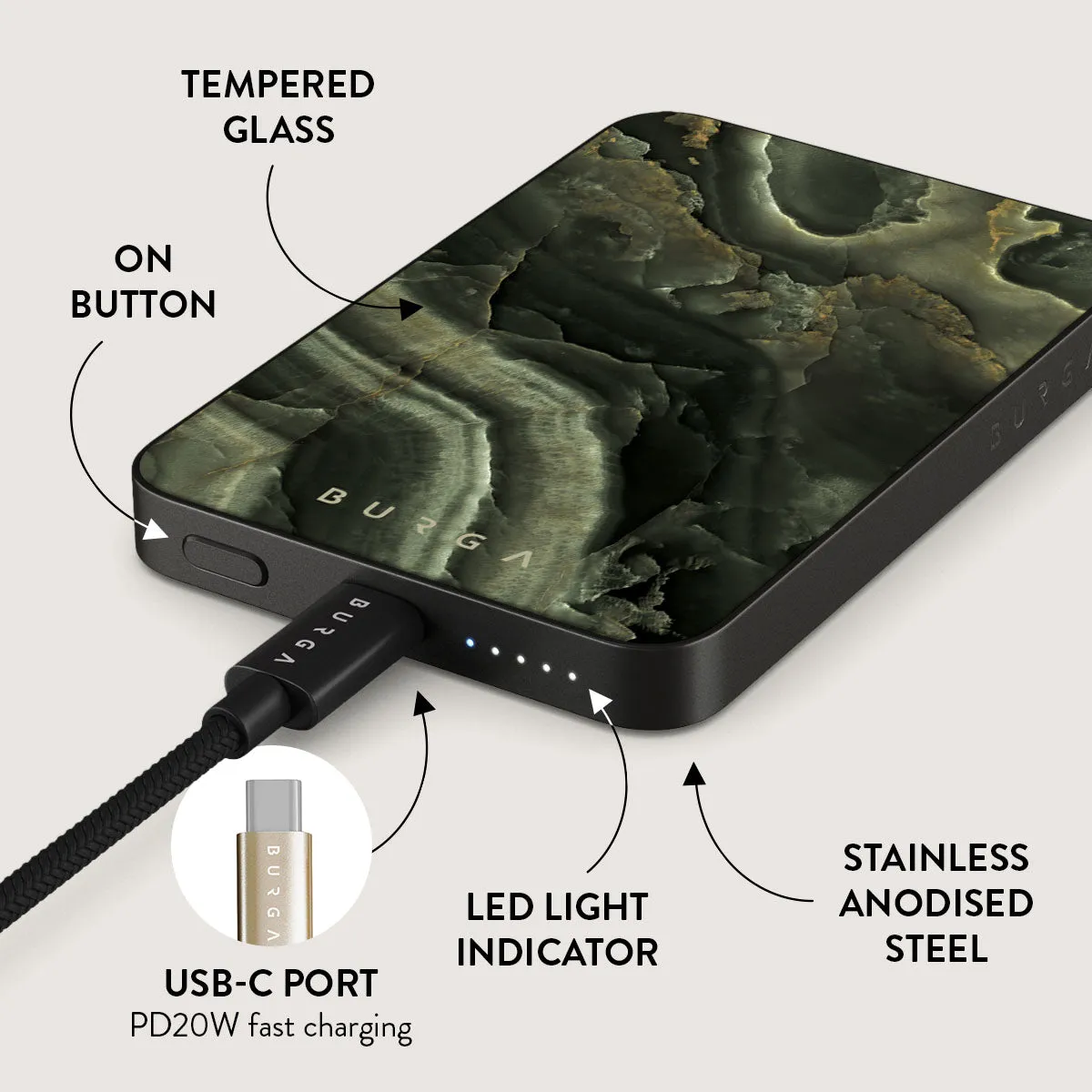 Misty Forest - Green Marble Magnetic Power Bank