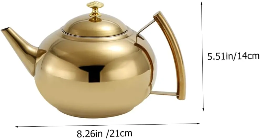 Mobestech Stainless Steel Decorative Teapot with Comfortable Handle Capacity for Elegant Tea Serving Heat Resistant Kettle for Home Personal Use