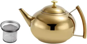 Mobestech Stainless Steel Decorative Teapot with Comfortable Handle Capacity for Elegant Tea Serving Heat Resistant Kettle for Home Personal Use