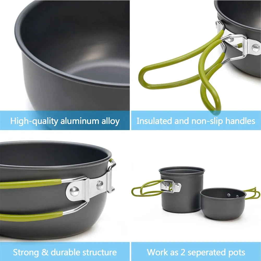 MOJOYCE Portable Camping Cookware Set with Mini Gas Stove